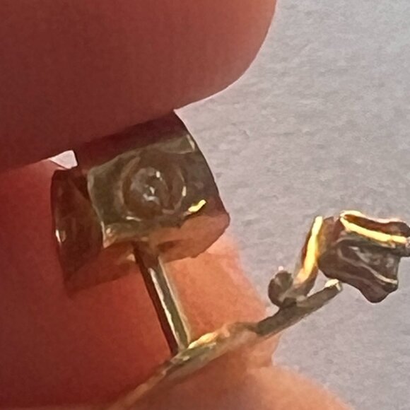 Vintage 14K Gold Bird Earrings w/ Diamond / czAccent 585 Marked Studs back Read! - Picture 7 of 10